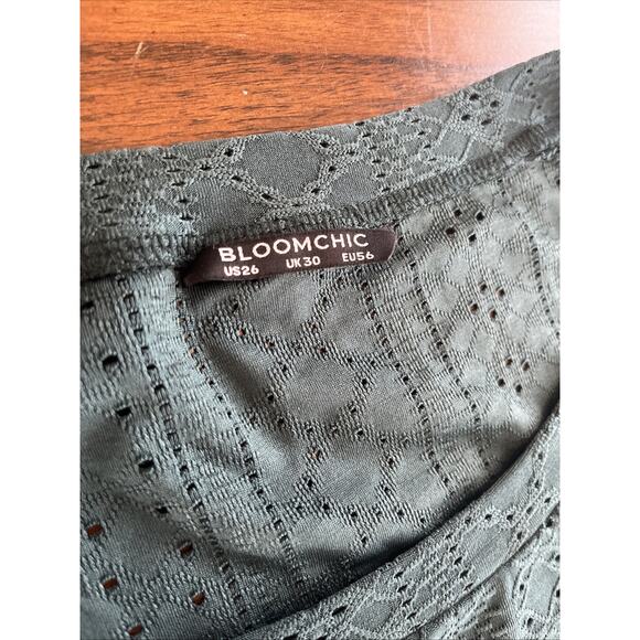 Bloom Chic Womens Sz 26 Teal Tunic Top Floral Lace Layer Whimsy Cottagecore - Picture 2 of 8